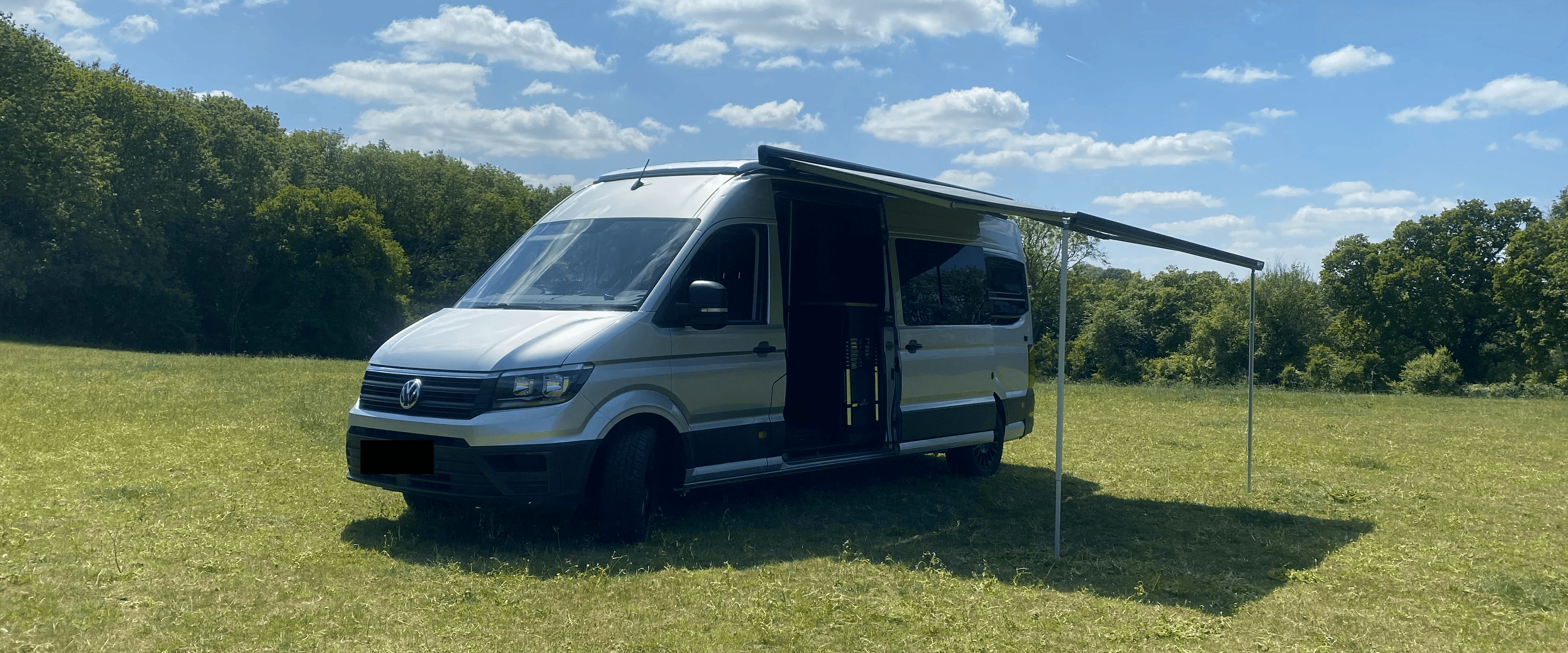 campervan with awning extended on side