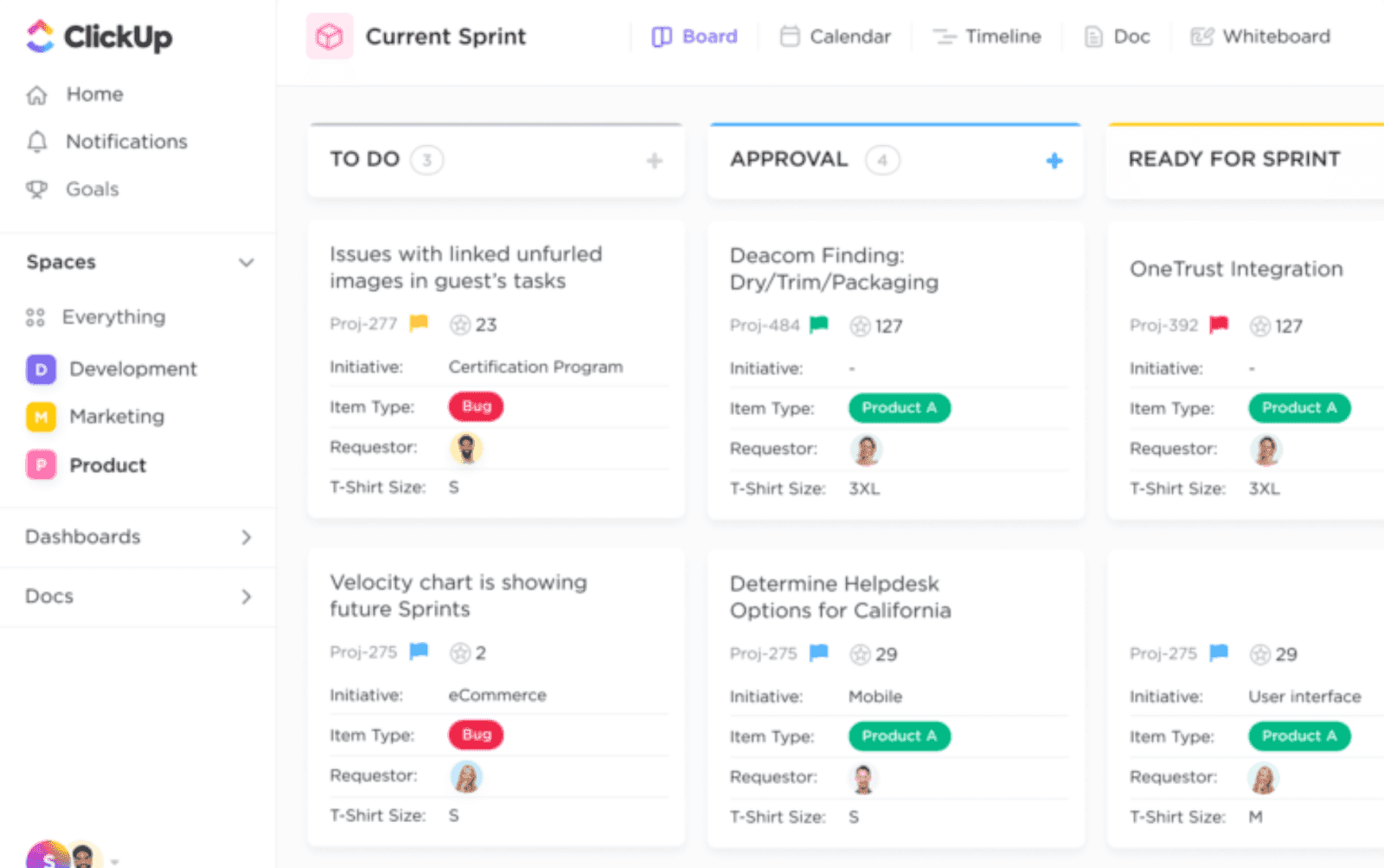 clickup user’s interface