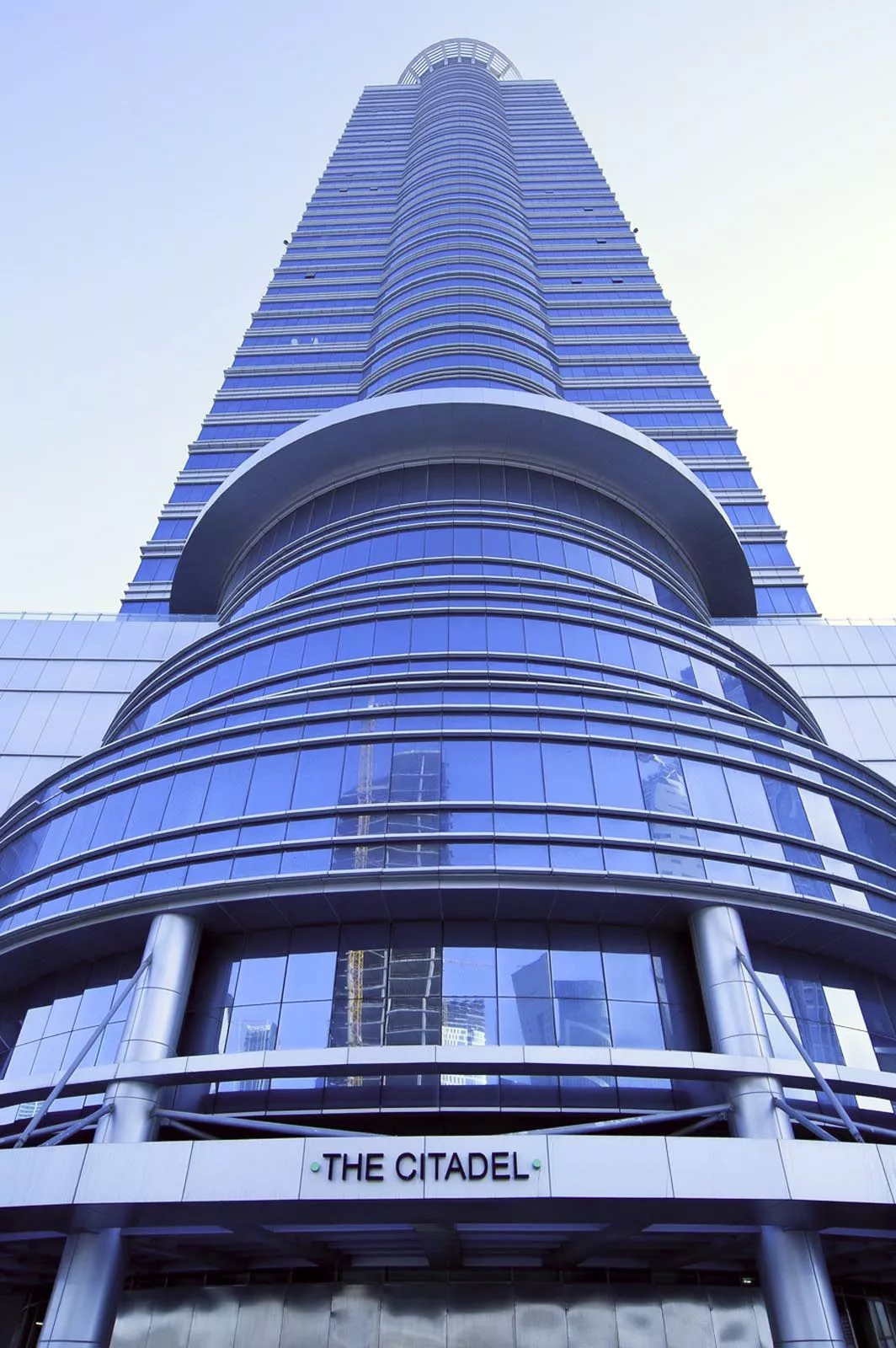 Low angle view of The Citadel Tower, a premier office building for corporate investors.