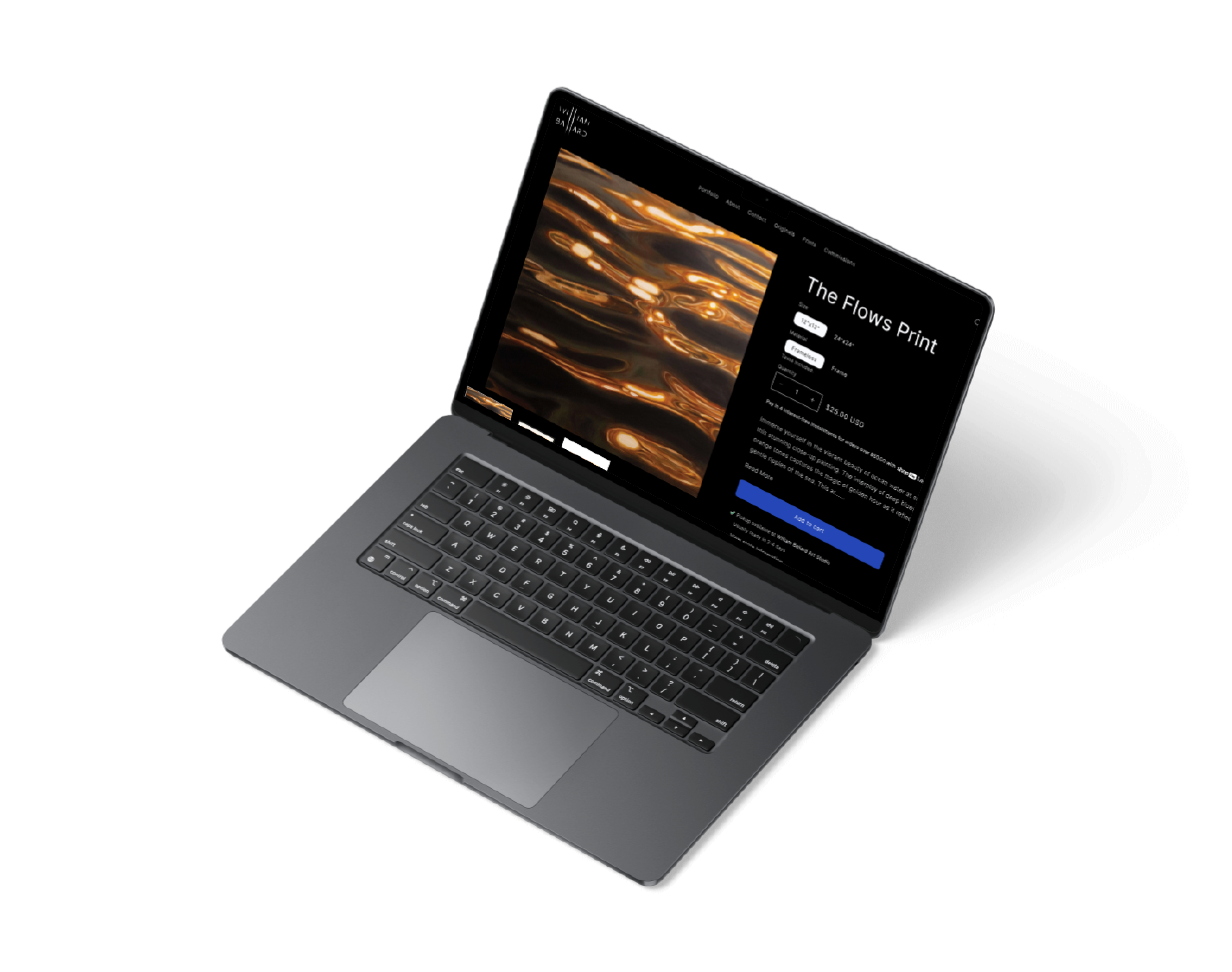 A laptop mockup of a product page.