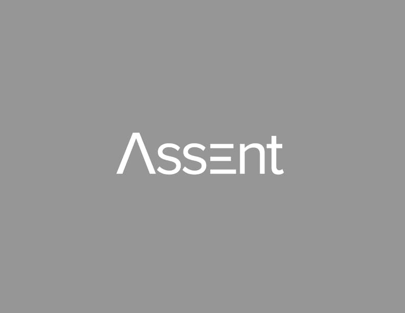 White Assent Compliance logo on an grey background, with the letter 'E' stylized in horizontal bars.