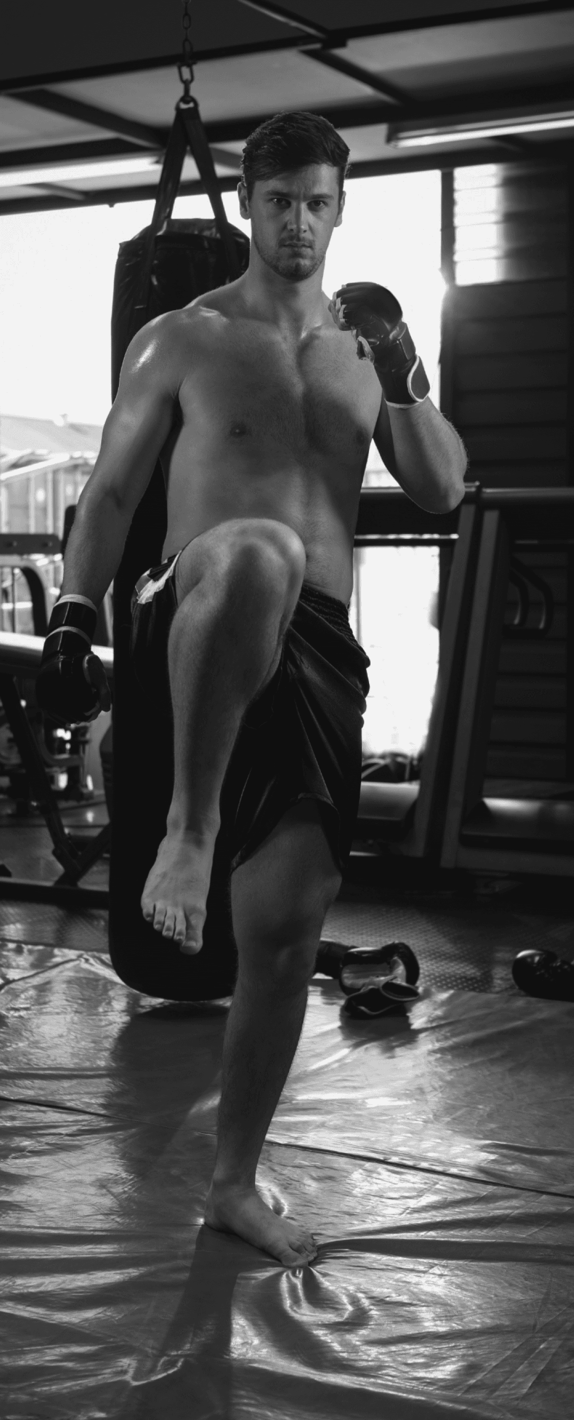 man practicing boxing