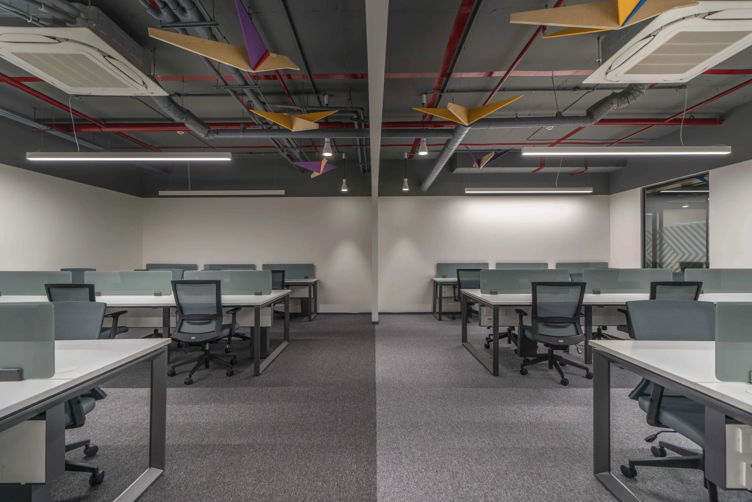 Work wild coworking space workstation area with wooden