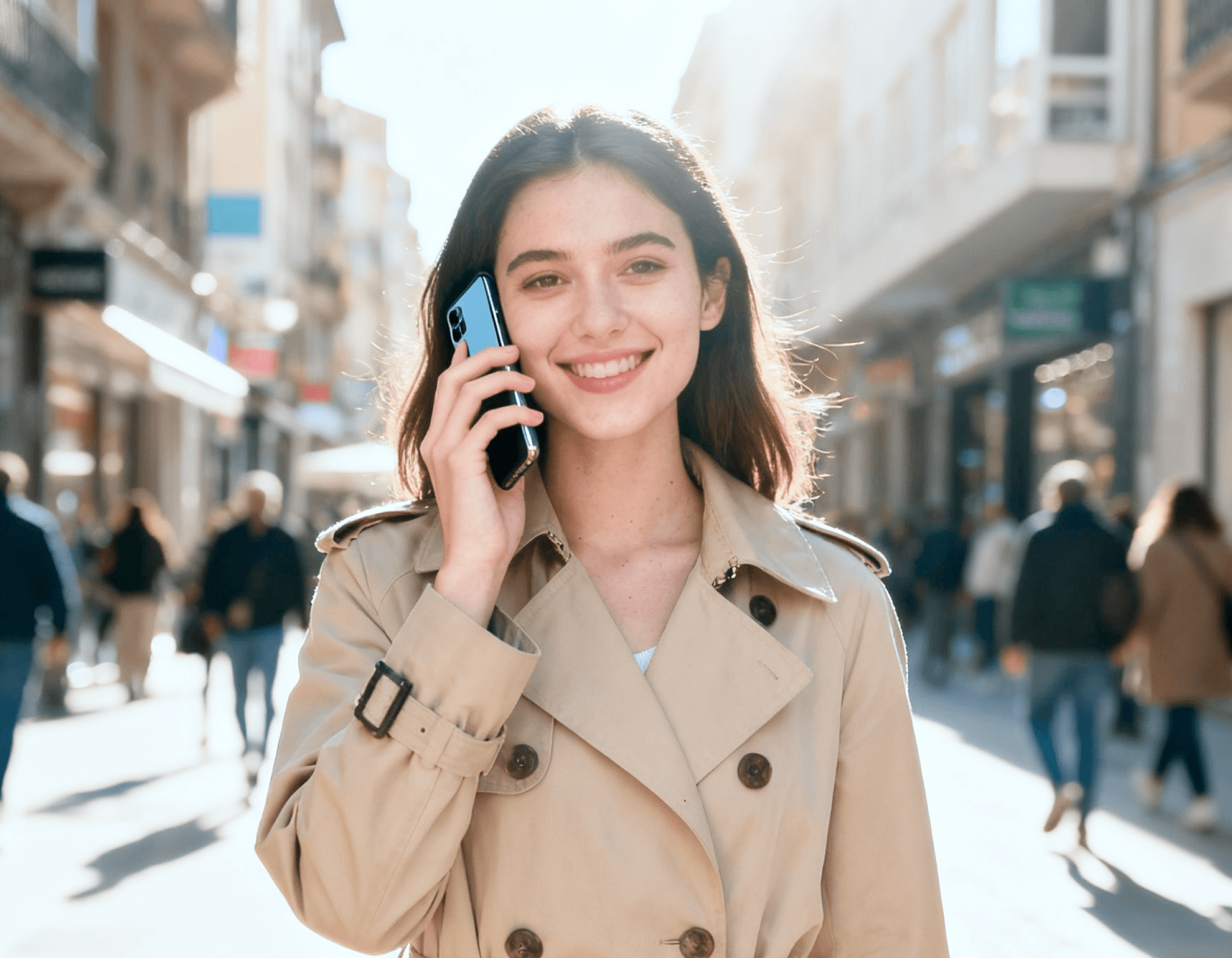 A woman was walking and ordering food by phone using Aldelo AI.