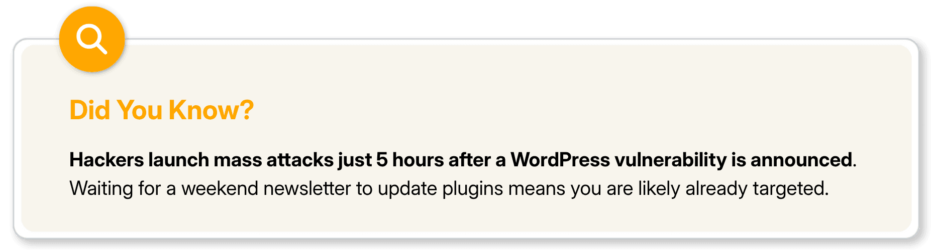 A website cybersecurity warning banner displaying a critical alert about hacking.