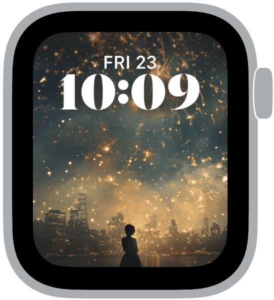 an apple watch face from the new yeasrs eve 2025 collection