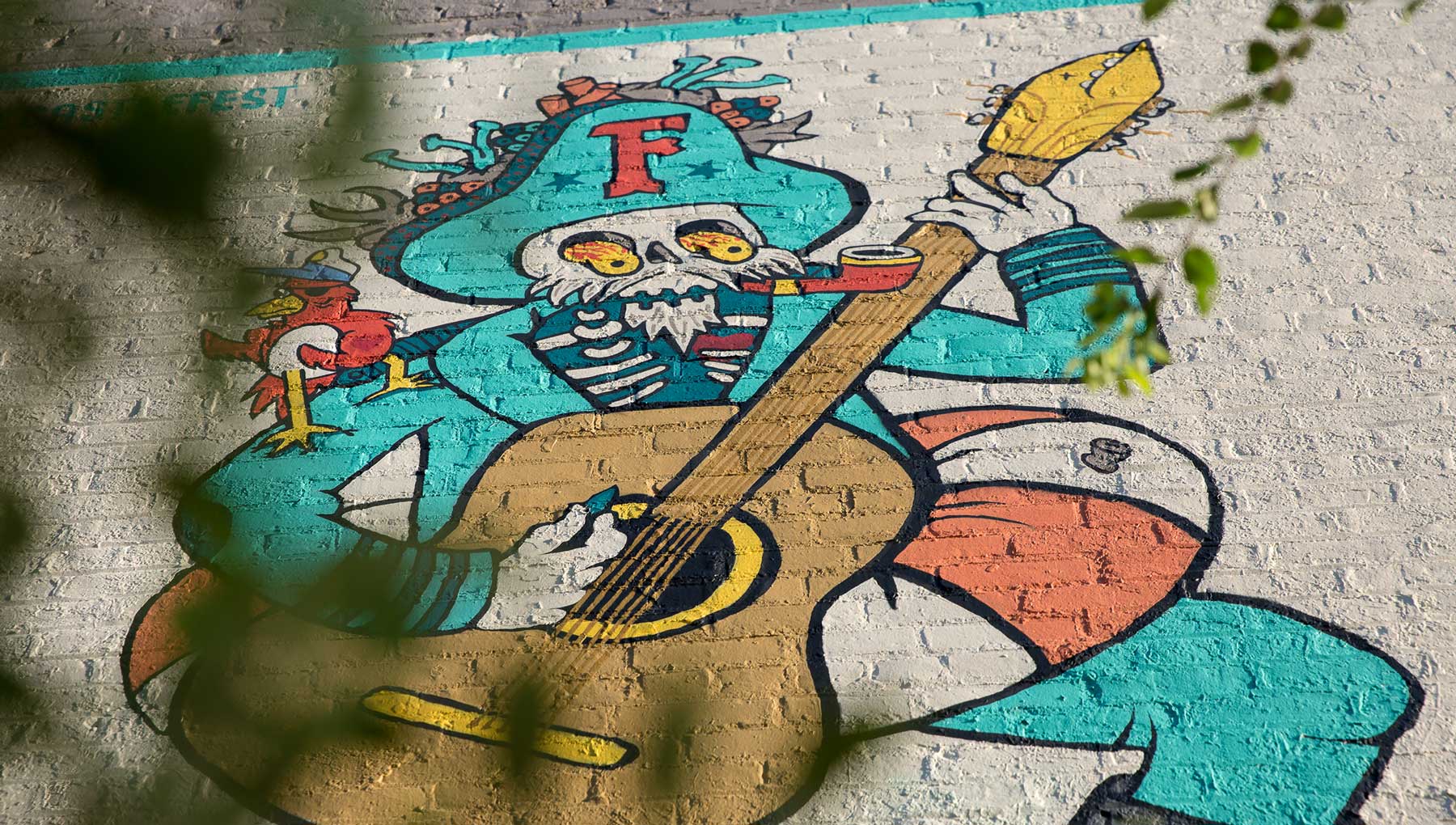 Detail image of the Forecastle Captain mural in downtown Louisville