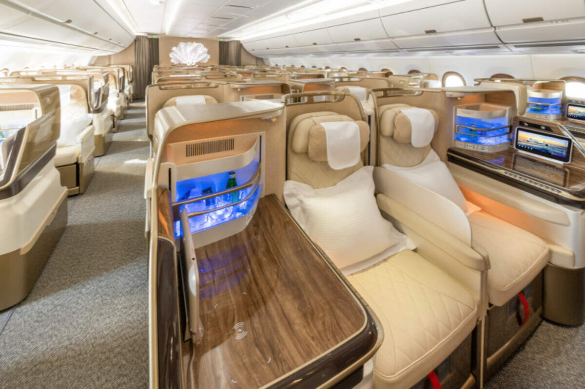 Emirates Business Class cabin. Photograph supplied by Jonathan.