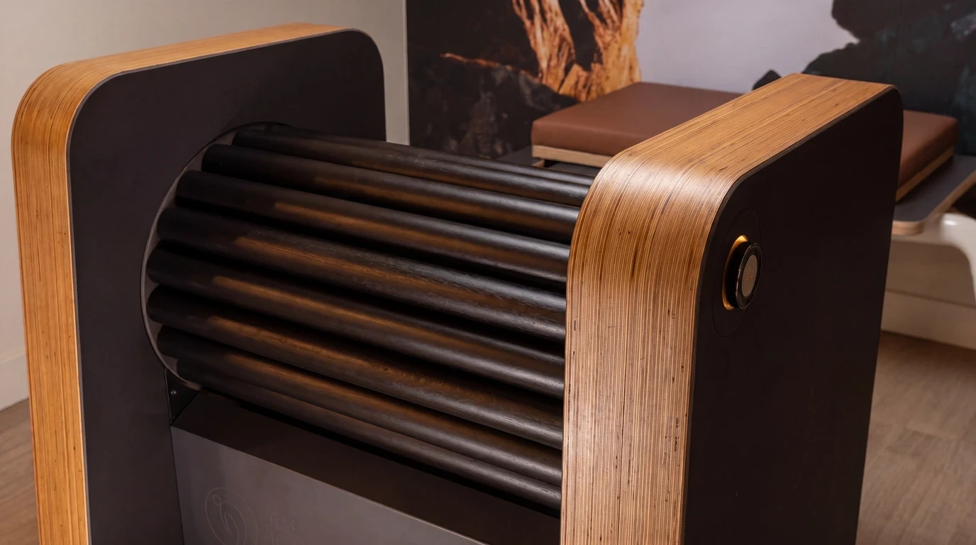Houten mobiliteitstoestel in de studio van Bodywork Scherpenzeel