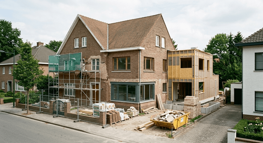 Maison individuelle en cours de rénovation lourde avec transformation complète et extension.