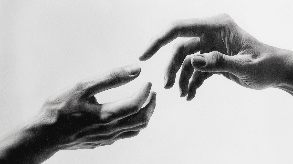 Artistic close-up of hands touching