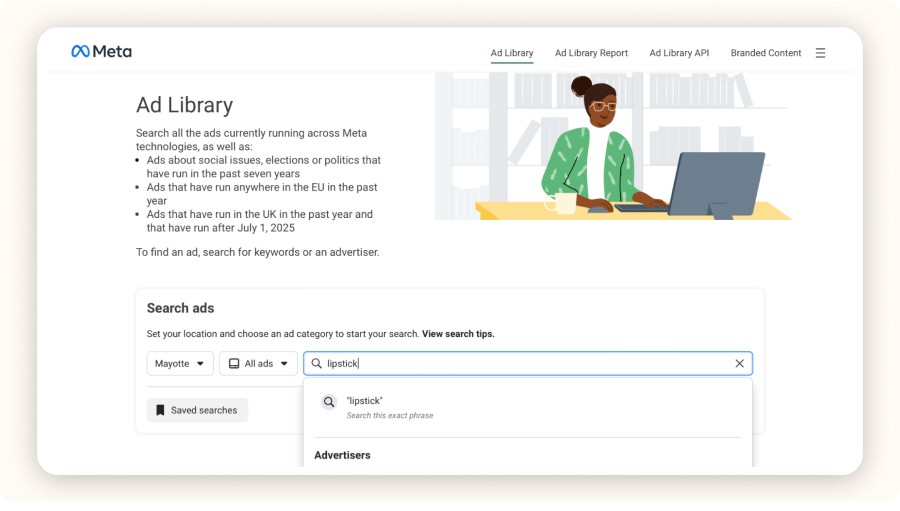 Lipstick ads search in Ad Library