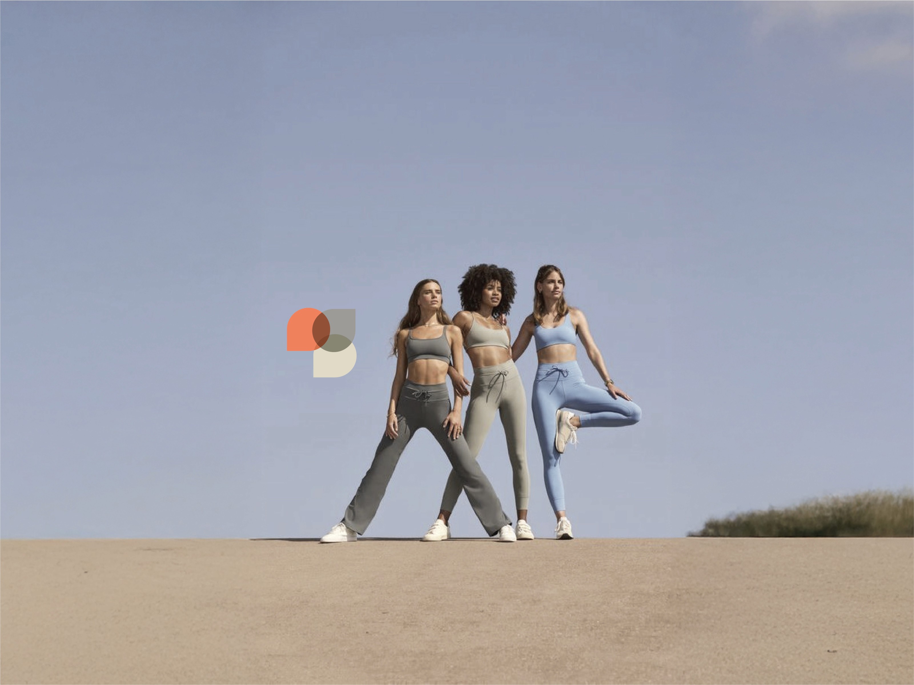 three young yoga women