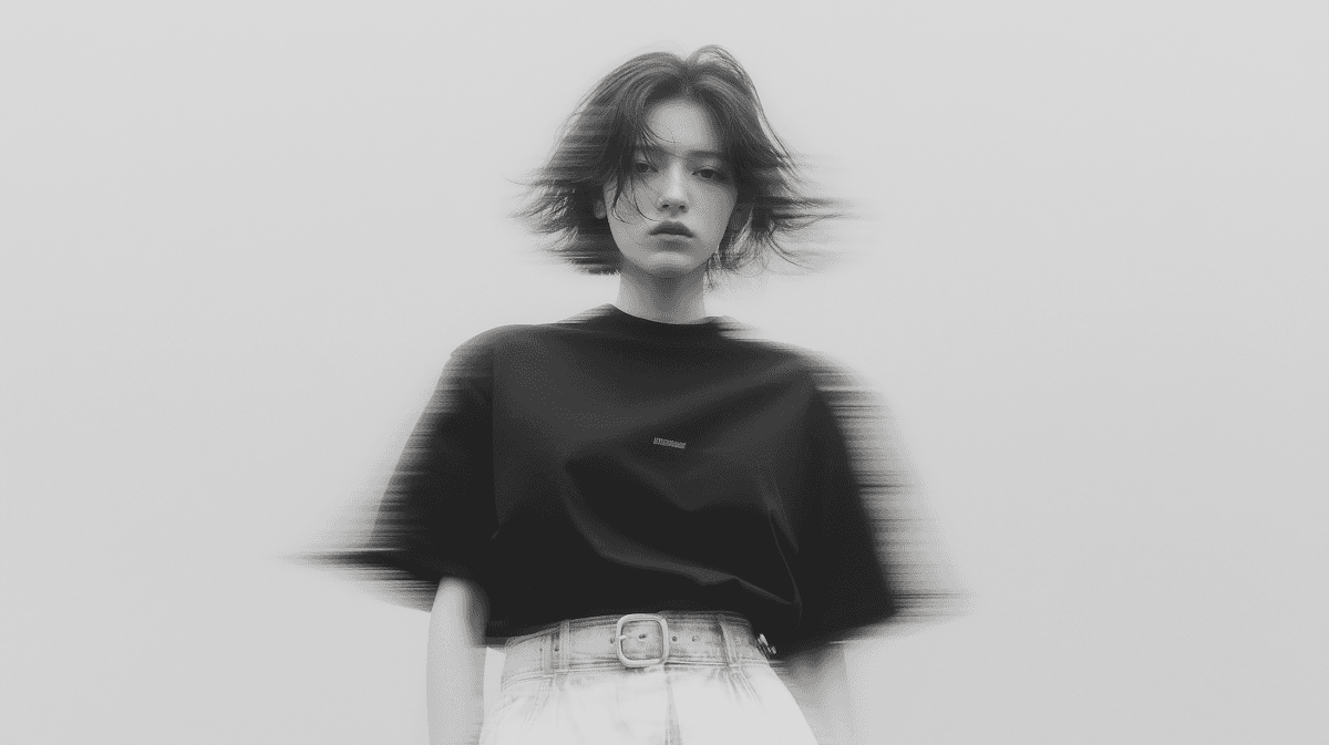 Artistic black and white portrait with motion blur effect