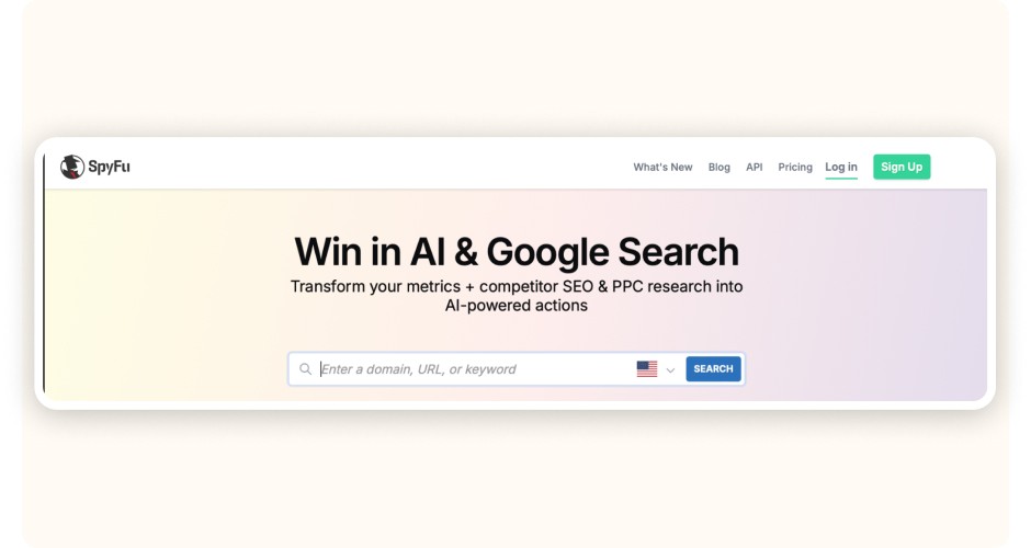SpyFu homepage
