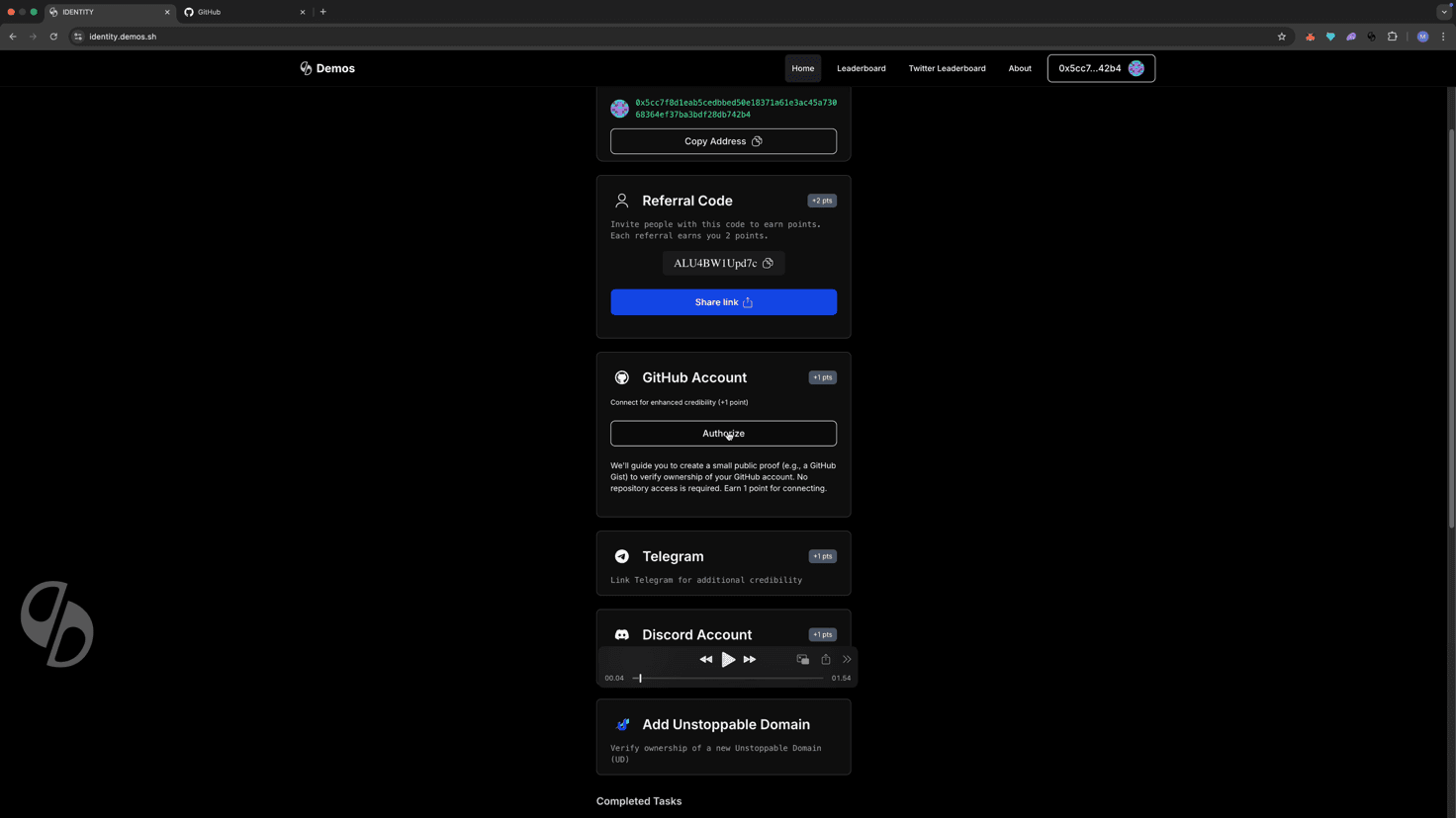 GitHub Account authorization button