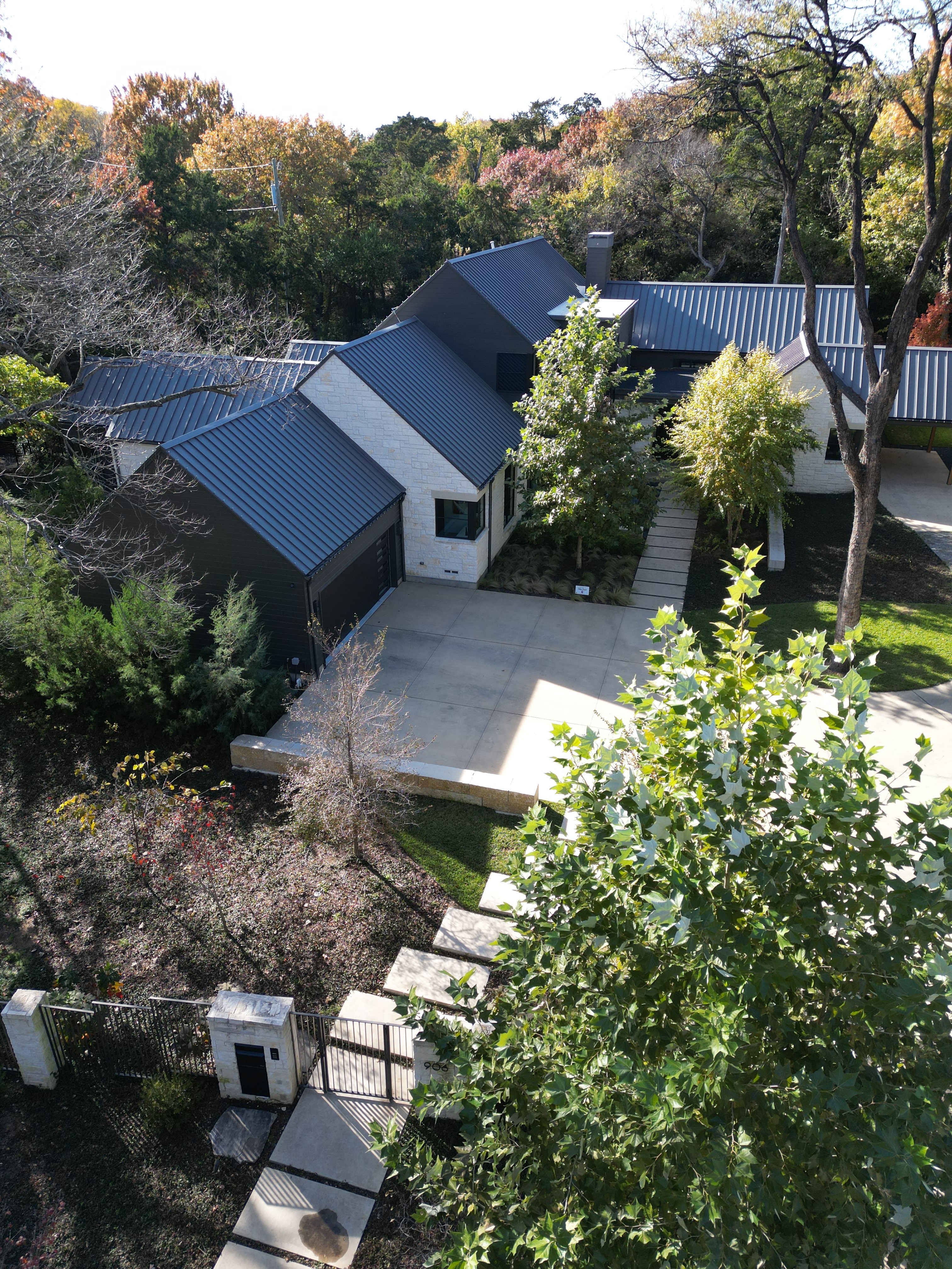 Drone shot of the entry to the home
