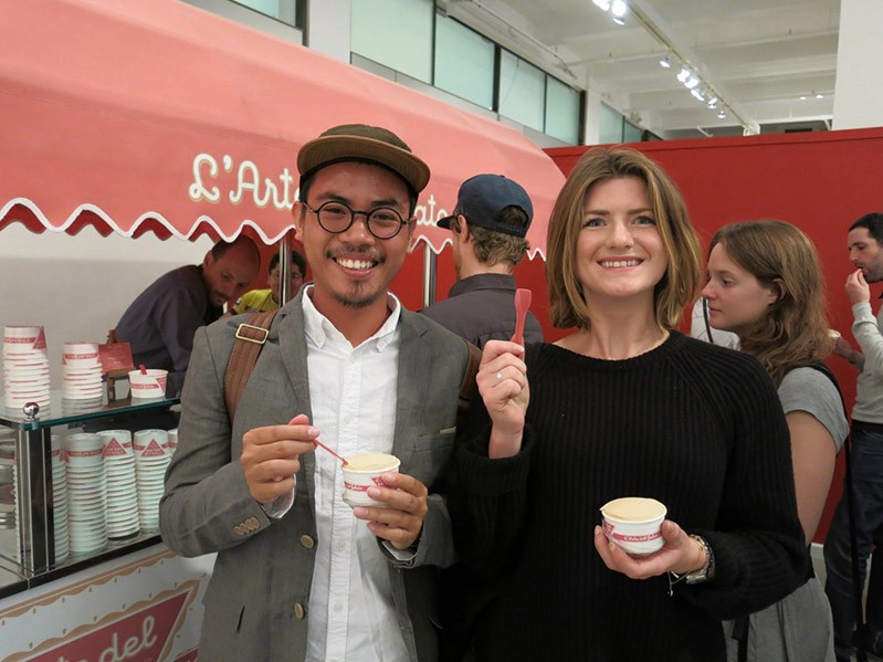 portrait of a man and a woman eating ice-cream