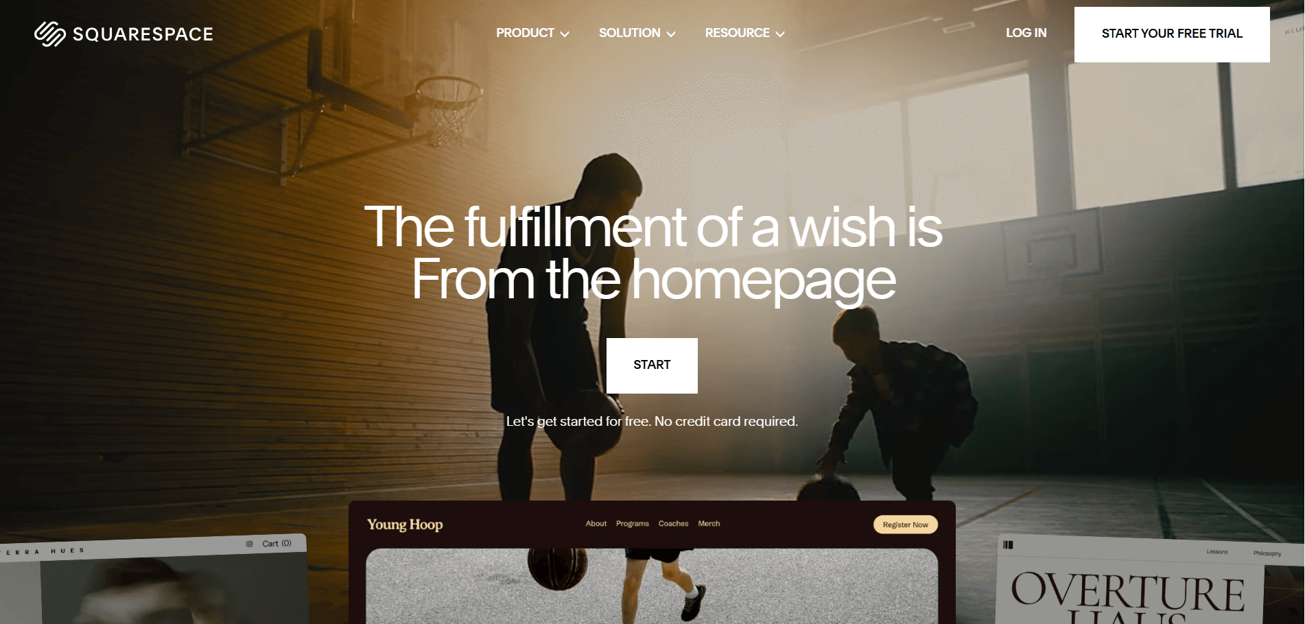Homepage of Squarespace website
