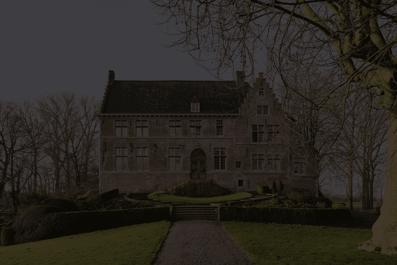 Drone shot of a running track at night