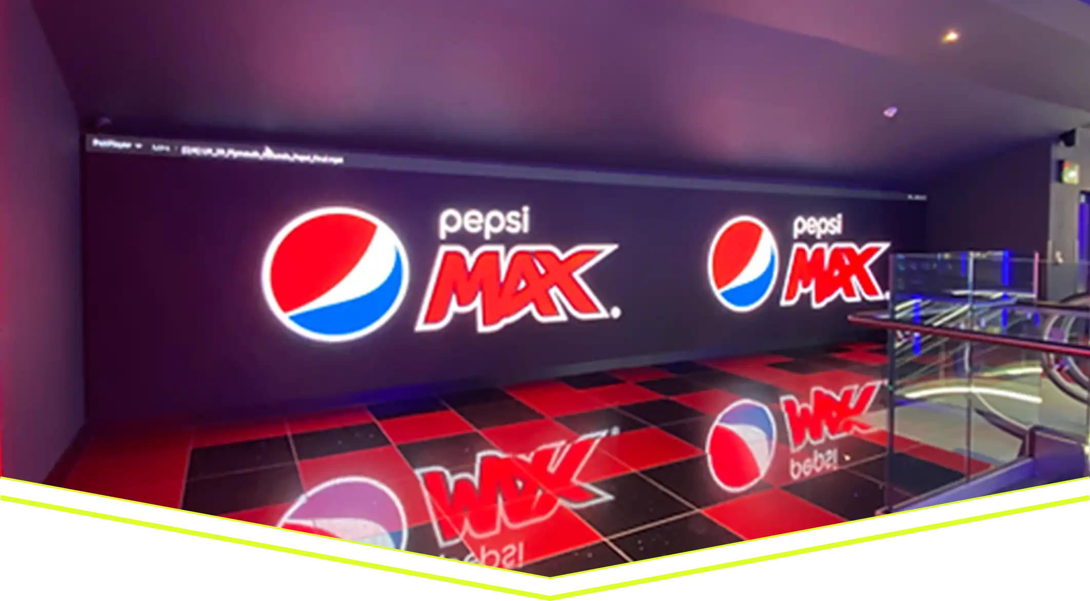 Large-format digital display installation in a retail and hospitality environment