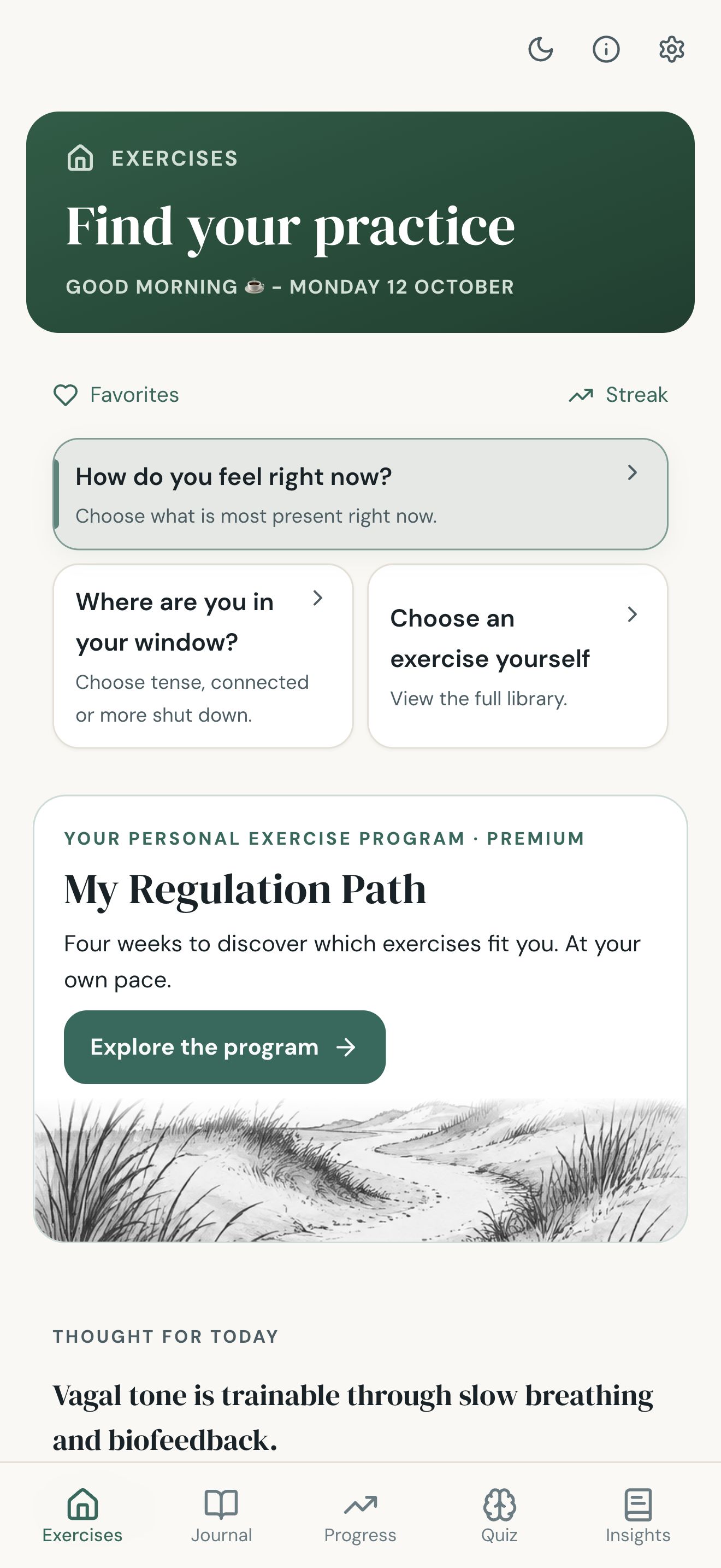 Back to Safety home screen with My Regulation Path