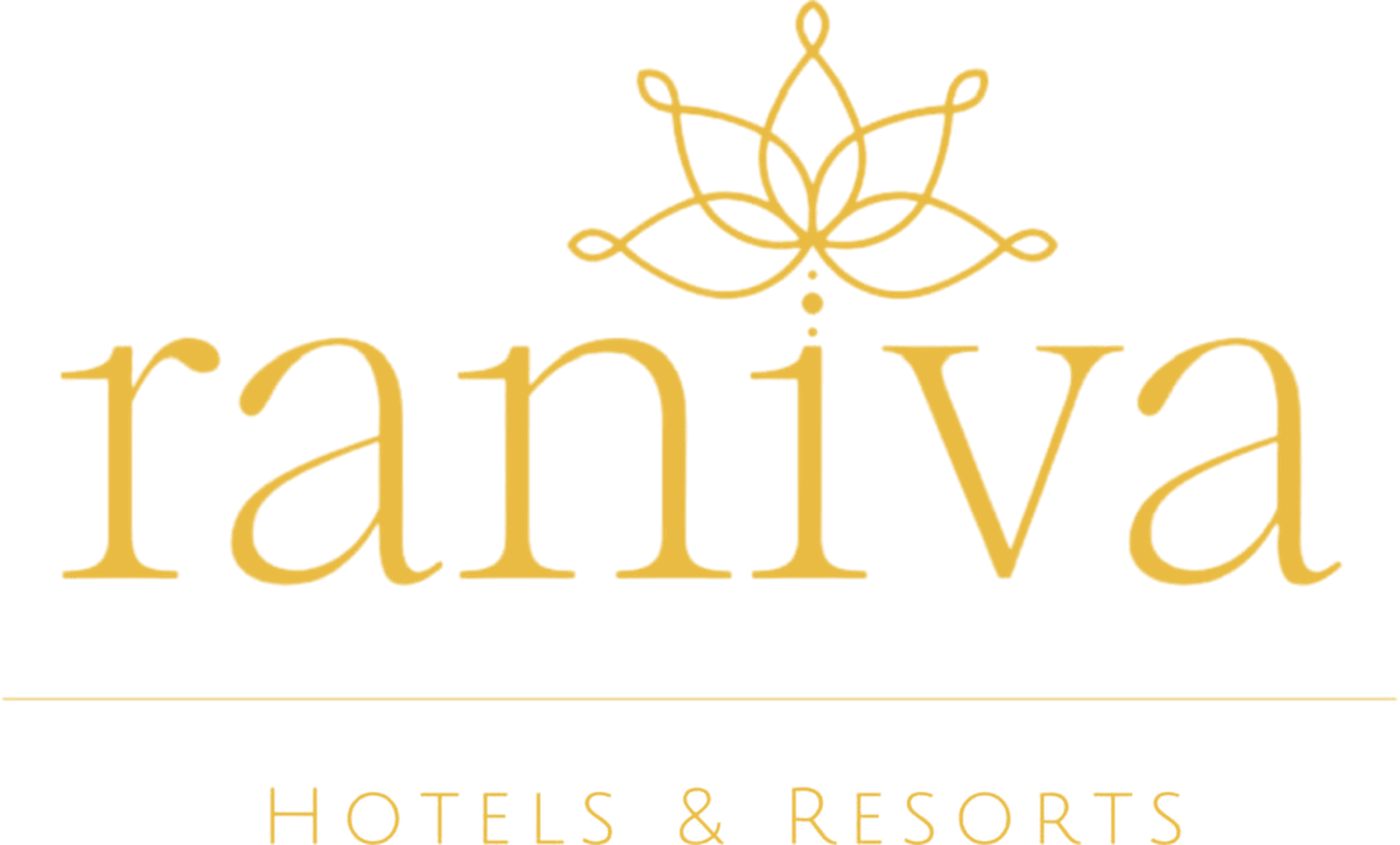 Raniva Hotels and Resorts stacked logo with lotus mark