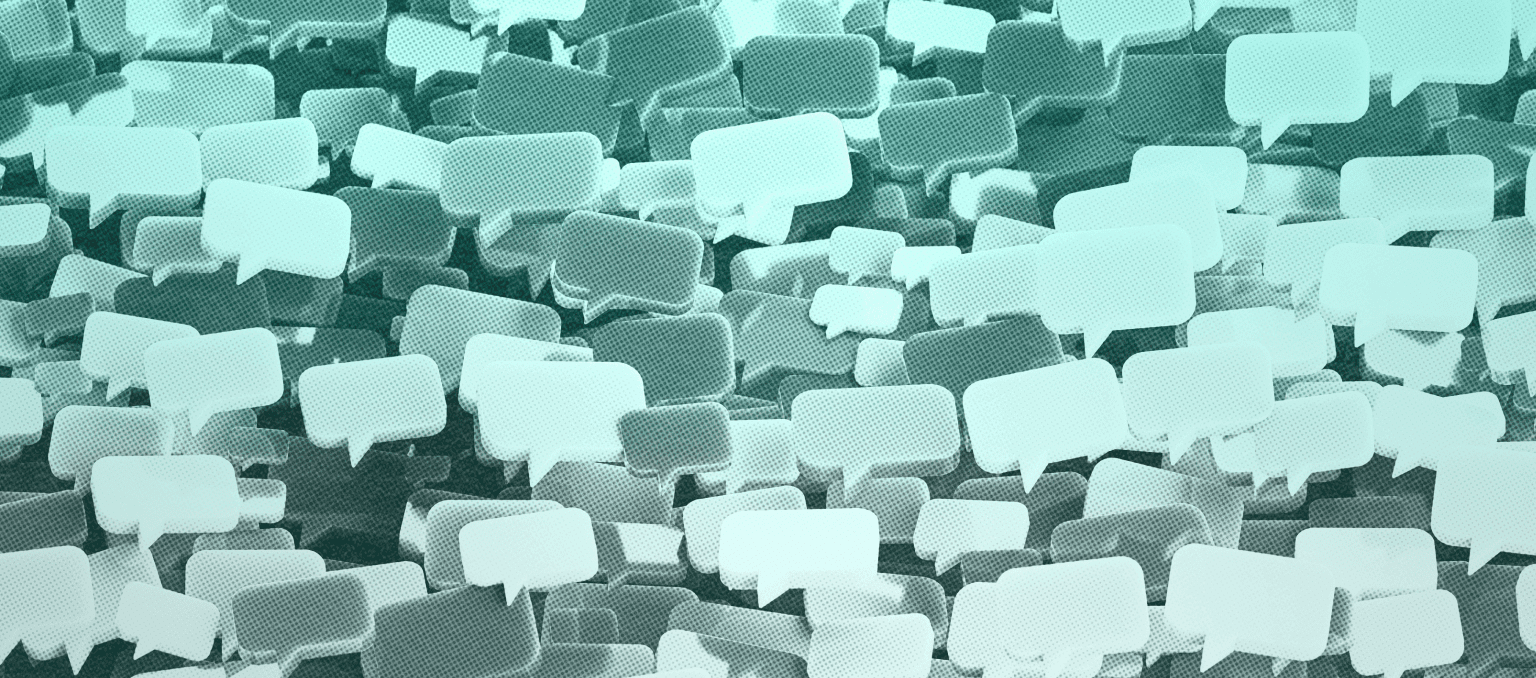 Cluster of overlapping message bubbles representing coordinated communication across channels like SMS and email in multi-channel lifecycle marketing.