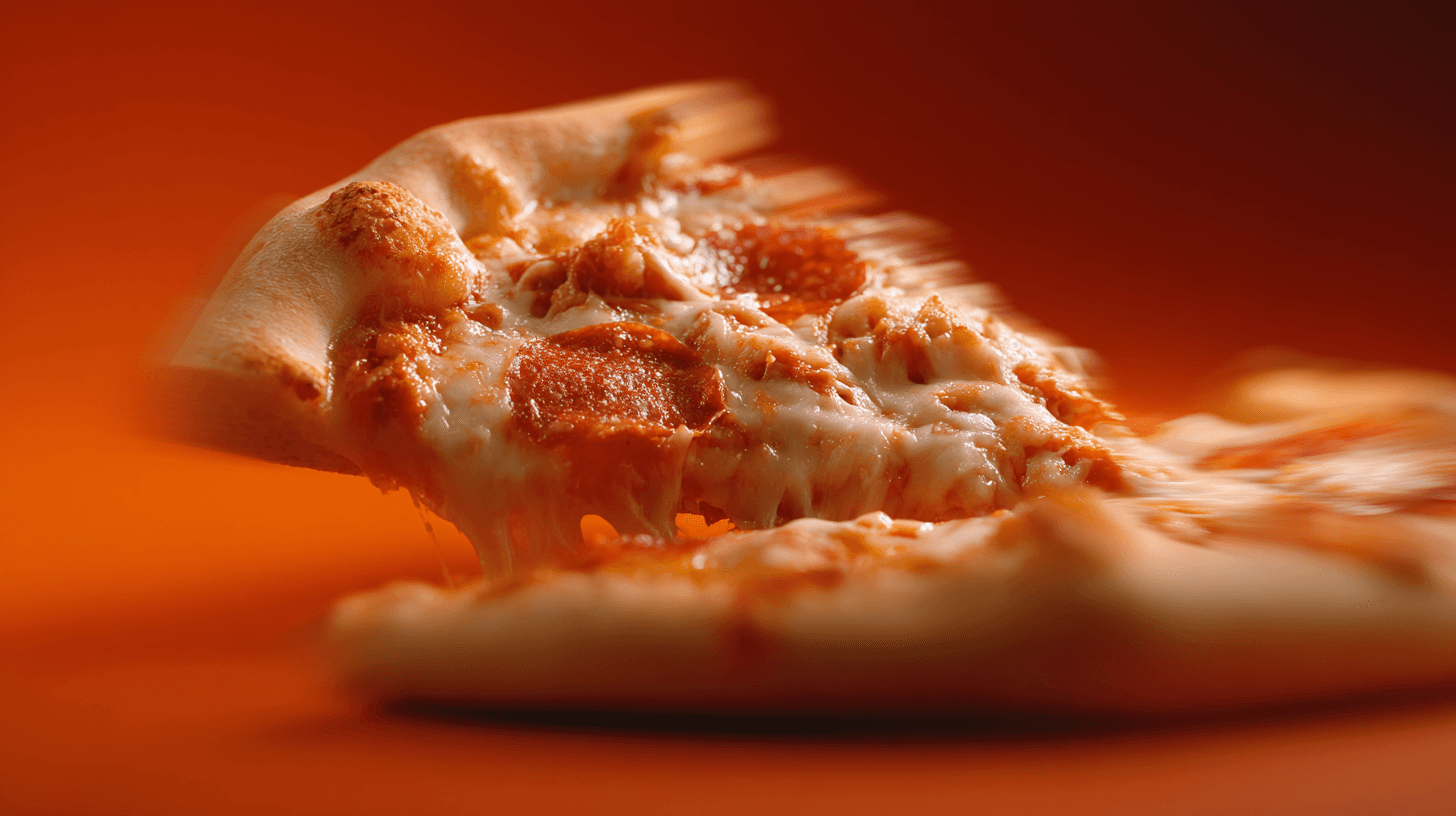 Orange red pizza cinematic motiion blur
