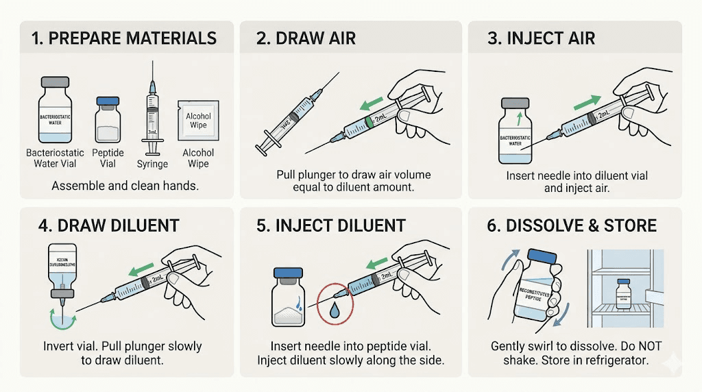 How to reconstitute Amino Amigos semaglutide 5mg vial step by step