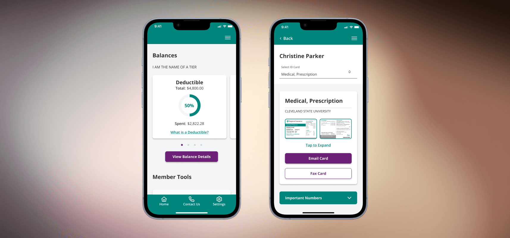 Balance and Member ID Cards Screens