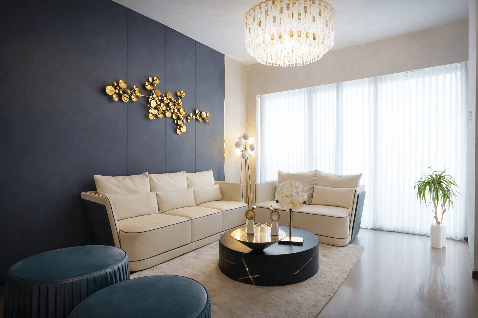 M3M Sector 65 elegant living room design