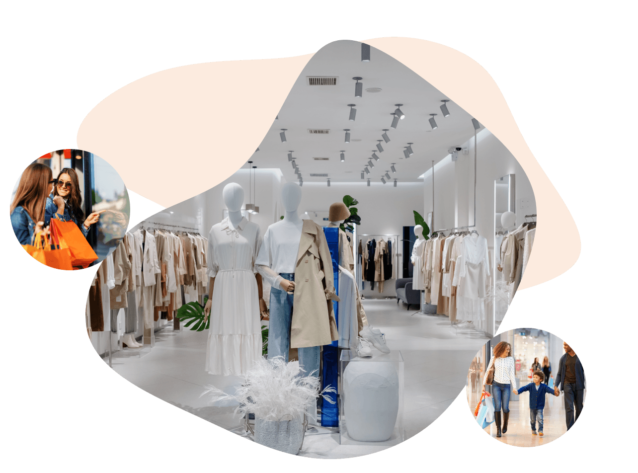 Fashion store interior with shoppers