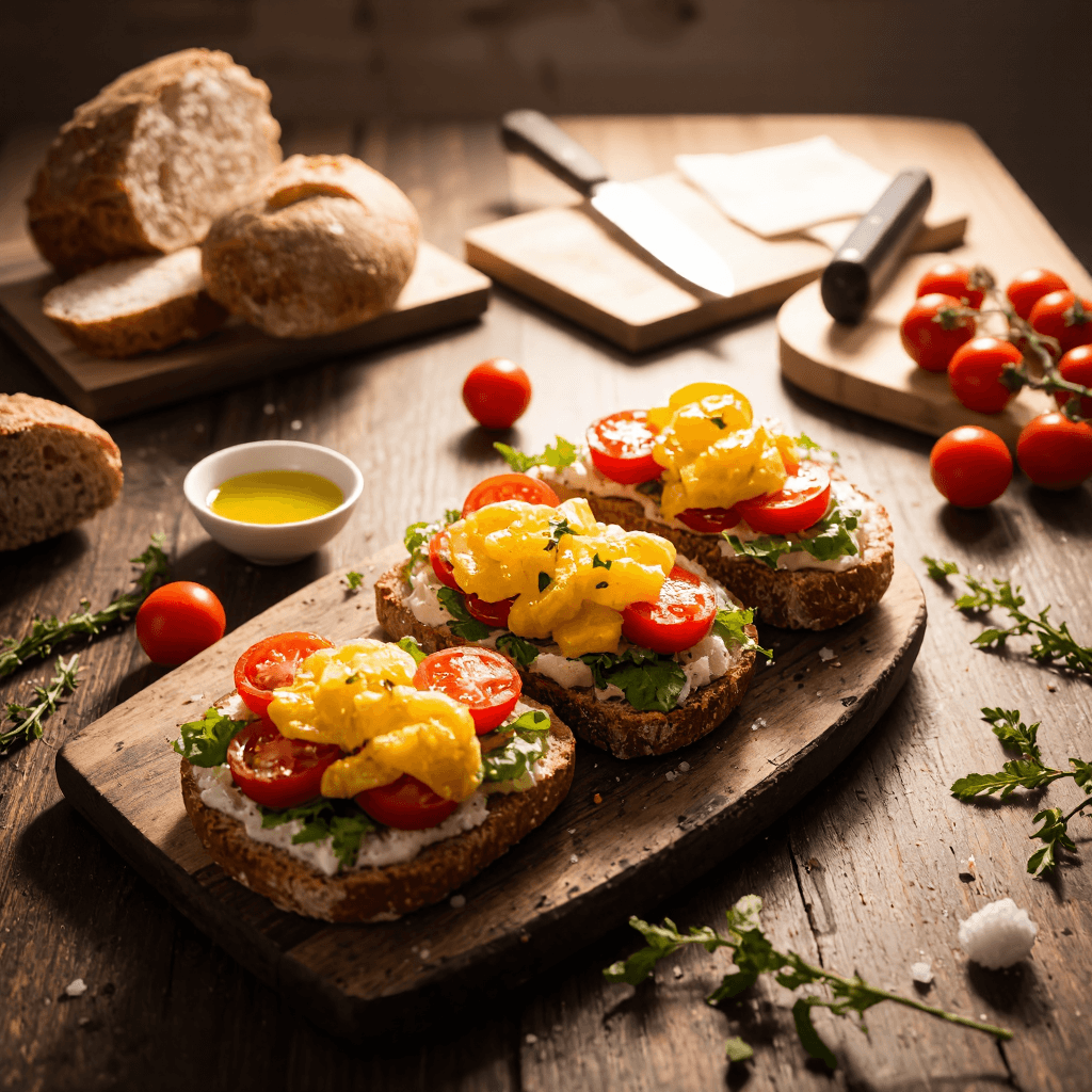 product photography of Gourmet Open-Faced Sandwich