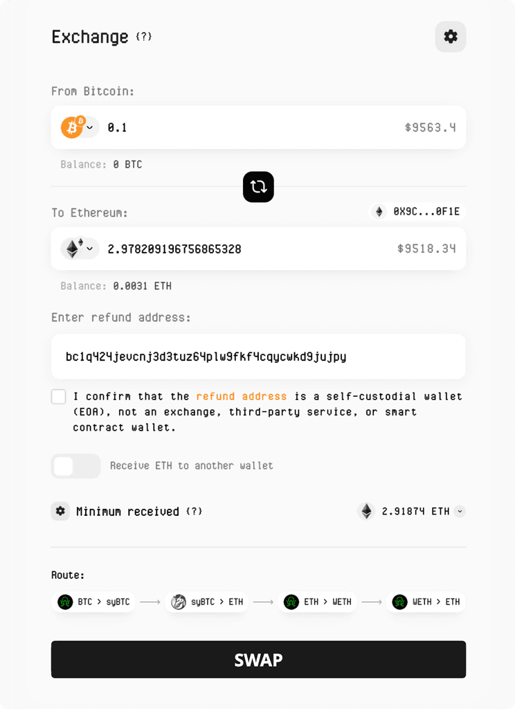 How to bridge BTC to ETH?