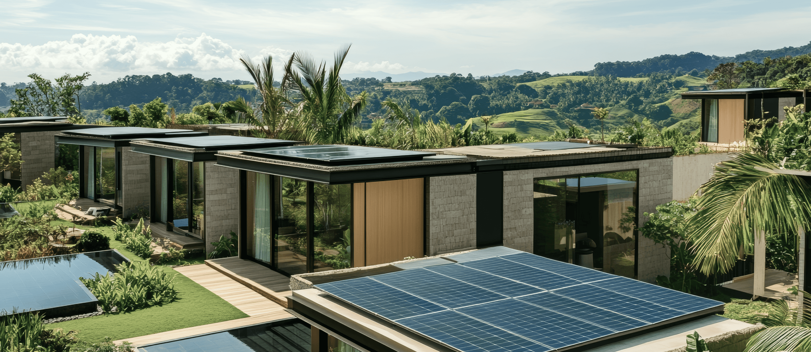 solar panels in the yard