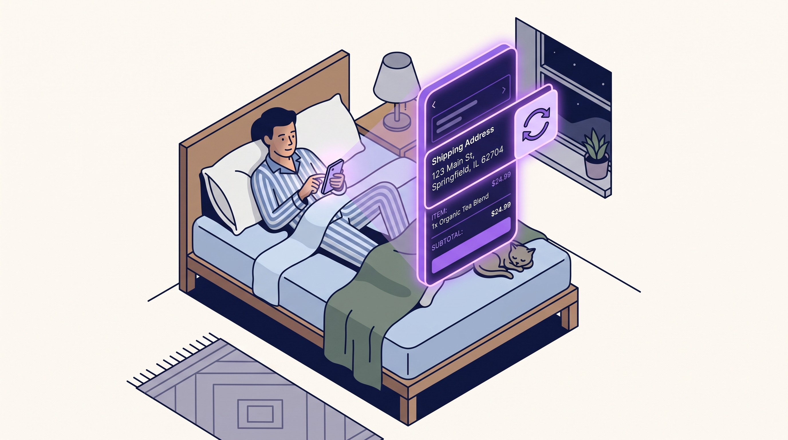 customer editing shopify order on phone at night
