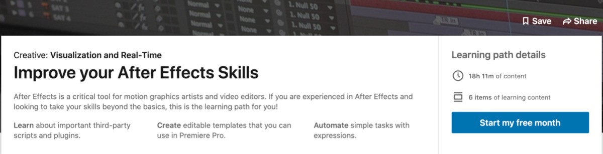 Unlike the other nine courses, Improve your After Effects Skills is aimed at intermediates and requires some prior knowledge. It’s considered one of the best After Effects courses to advance your skills beyond the basics and take on more complex projects. Also, you can enjoy your completion certificate once you finish the course!