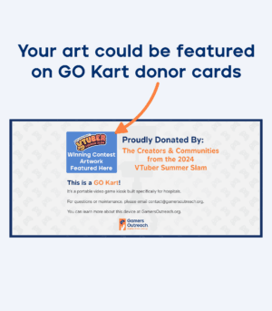 Render of a donor card illustrating the placement location of the future VTuber Summer Slam 2024 art contest winner's mascot art.