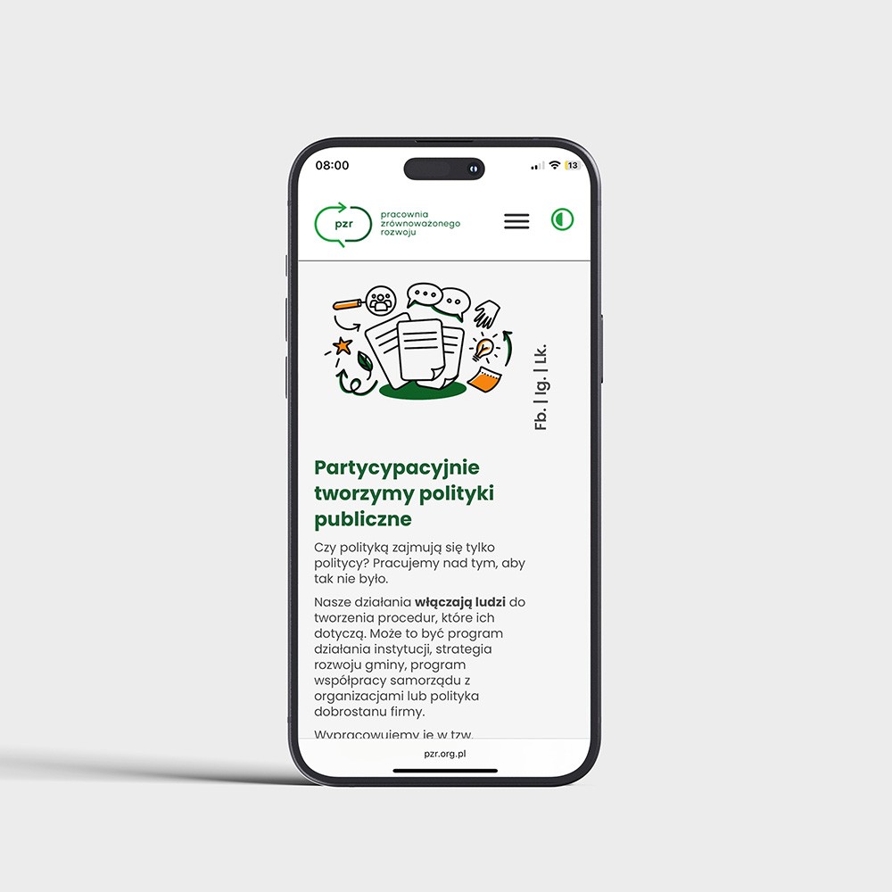 Pracownia Zrównoważonego Rozwoju - projekt strony www - mobile | Maja Żądło | Kreaturka