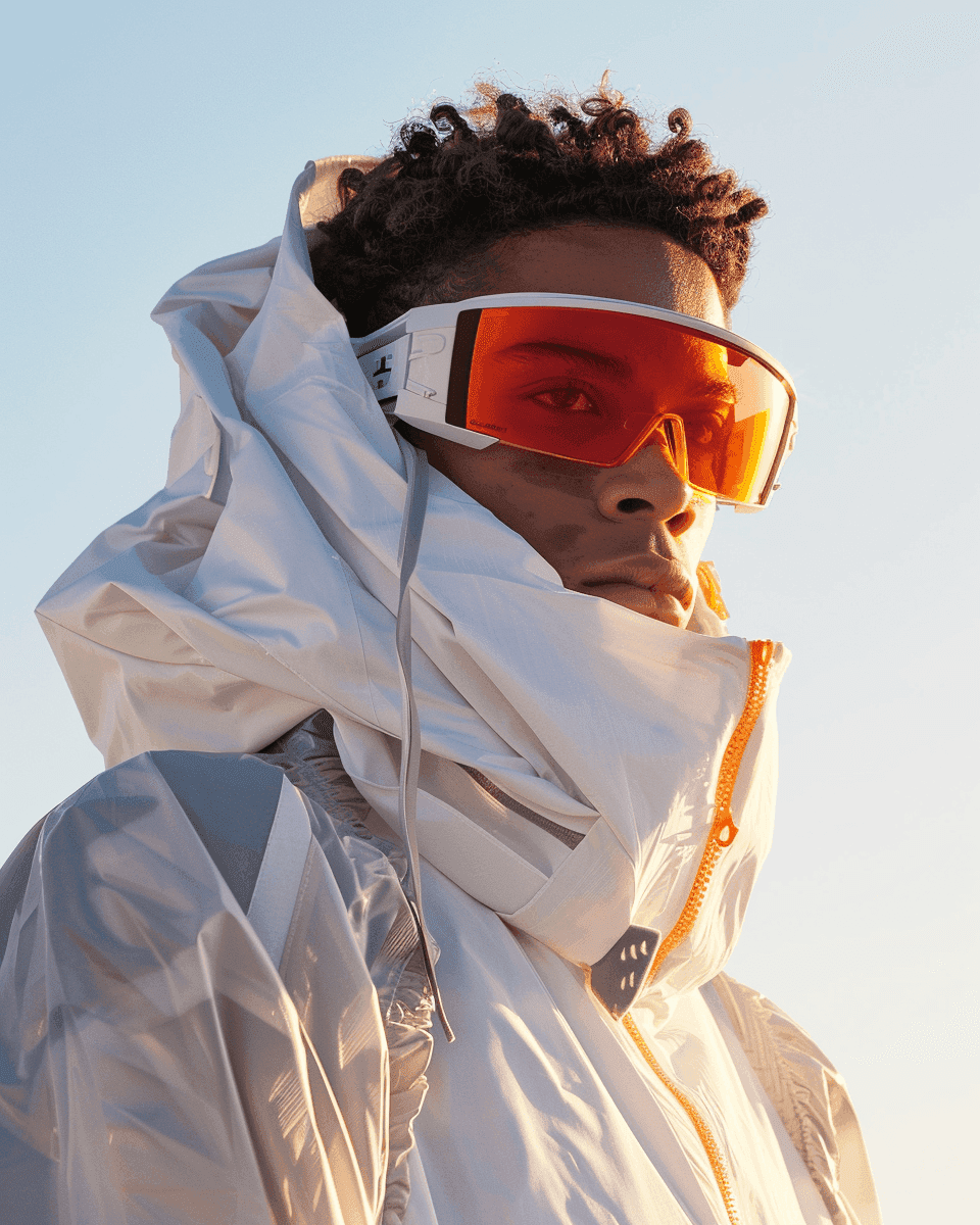 high-tech eywear on a man wearing jackets