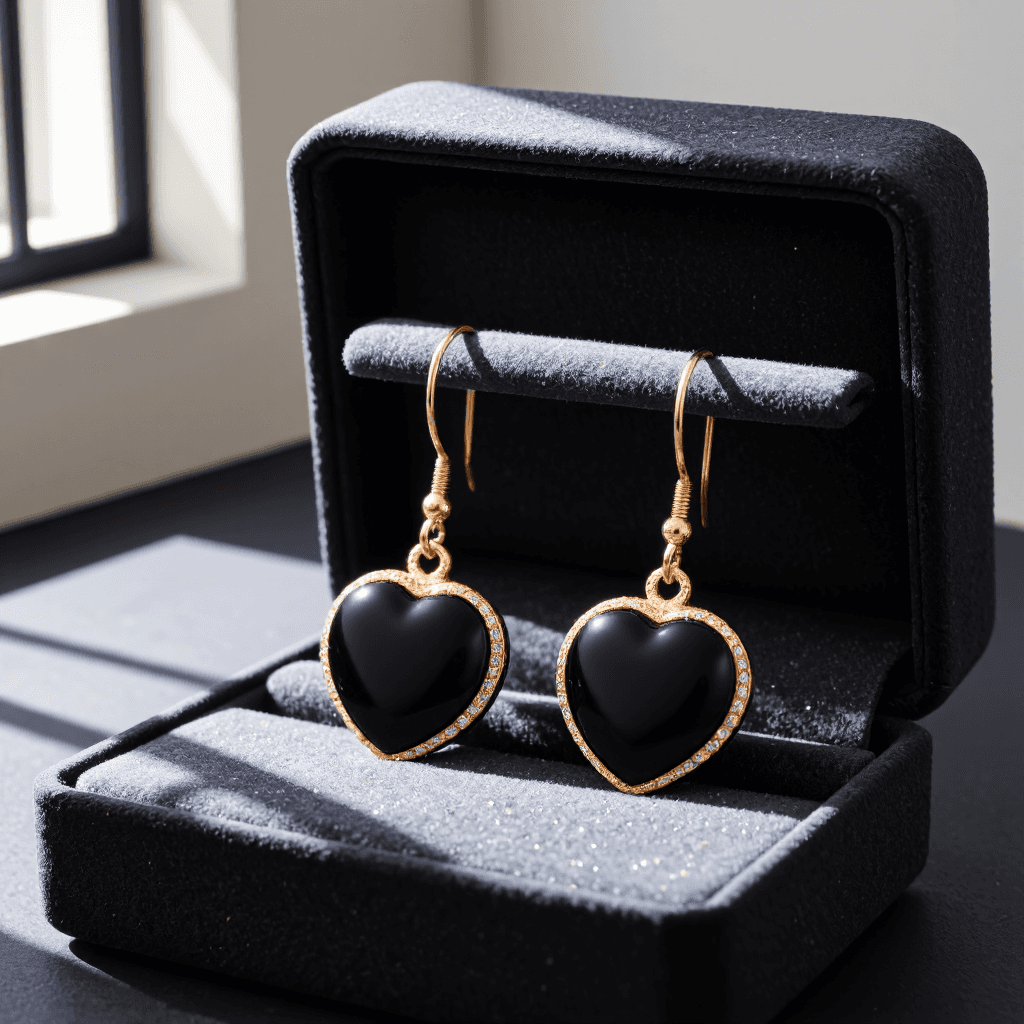 product photography of a pair of heart-shaped earrings