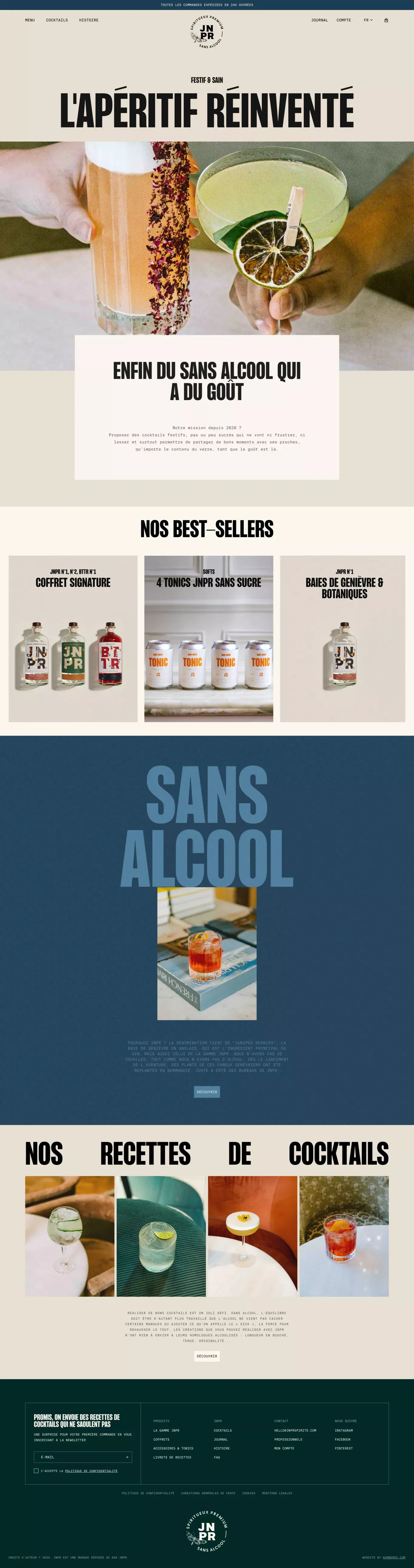 JNPR - l'apéritif, réinventé. landing page screenshot showcasing Food & Drinks and Ecommerce design