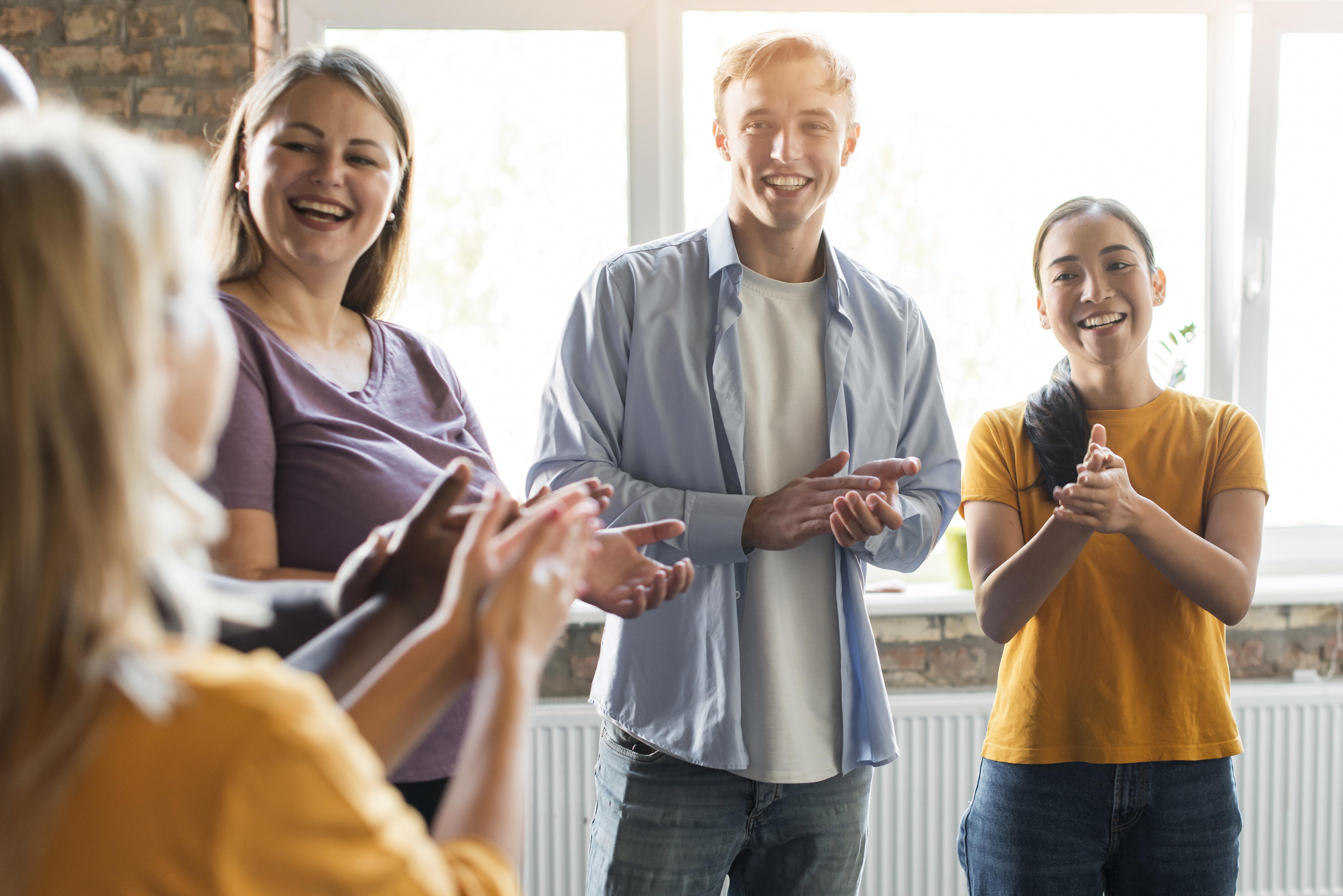 Green glass-metallic background with statistic cards