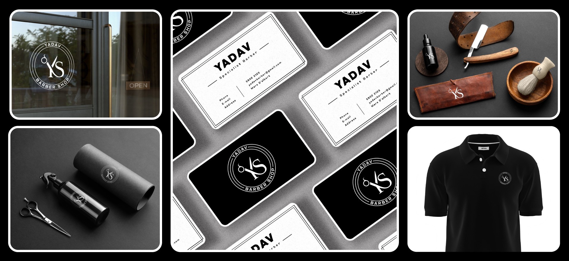 barbershop luxury premium 8bit creative solutions branding brand identity logo design business card website design development creative agency marketing advertising seo mauritius