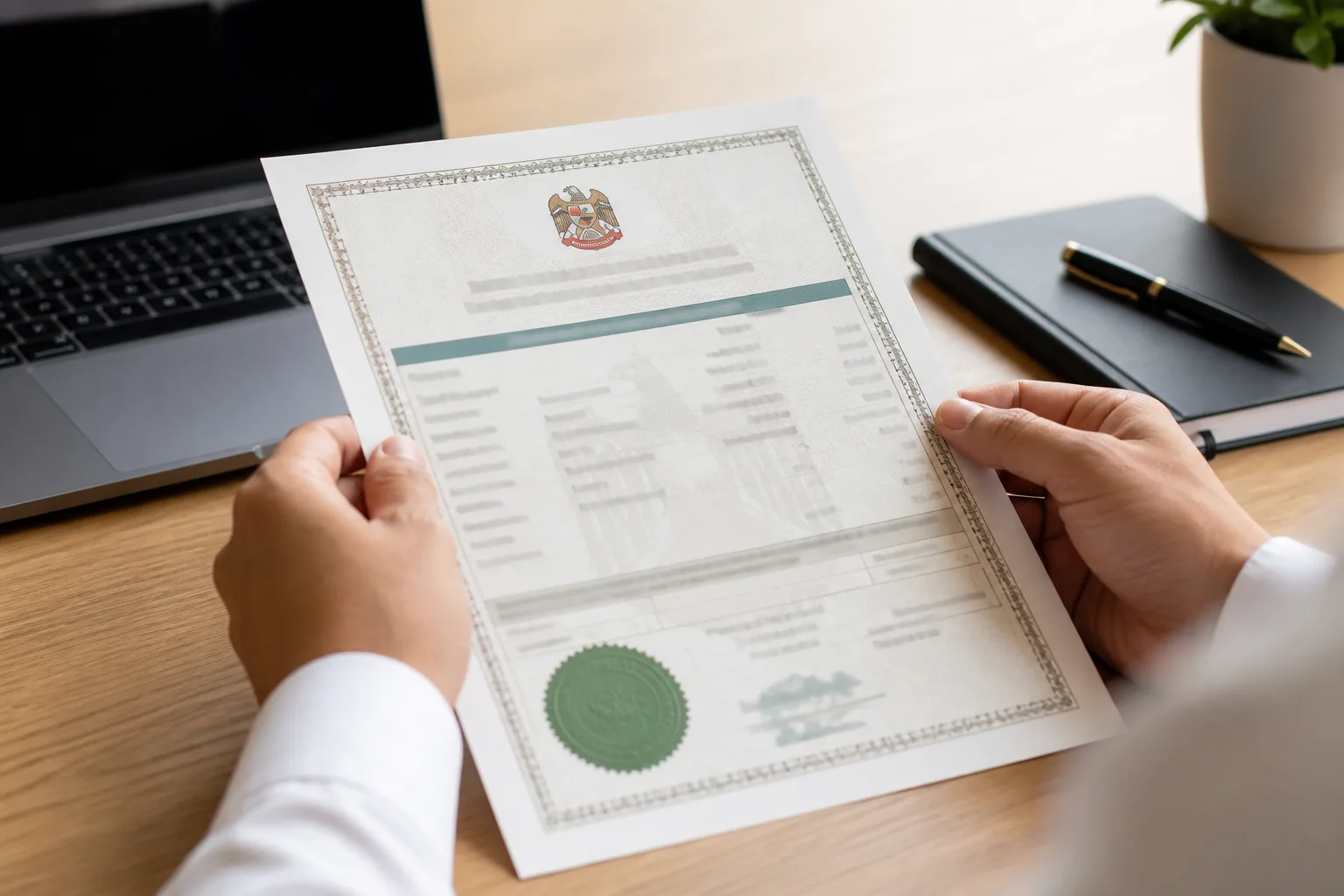 Business License Copy in Dubai beside a Dubai trade license document and a modern office