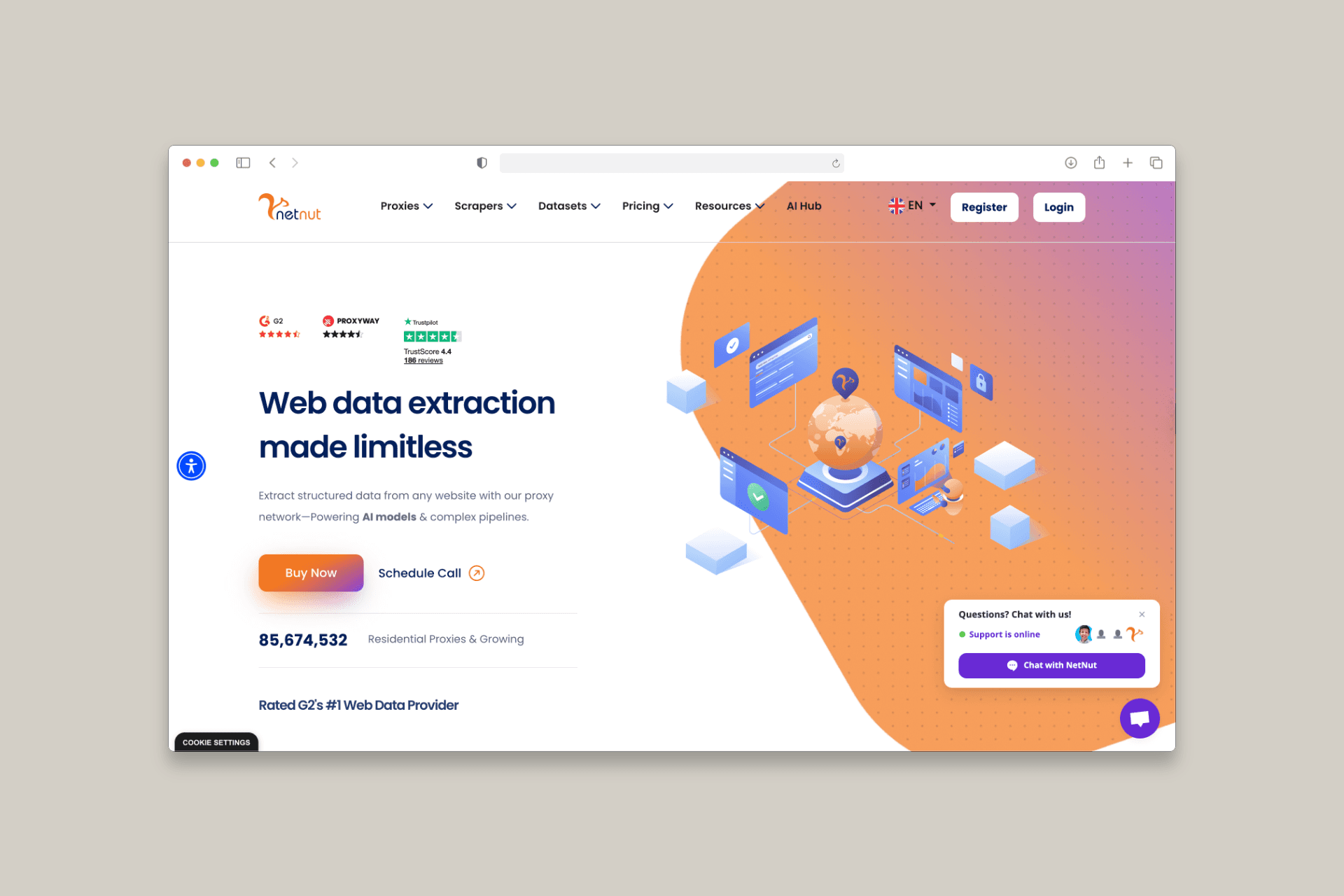 NetNut homepage mockup