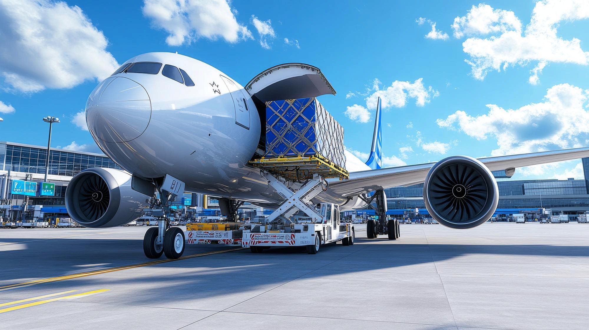 Fracht wird in ein Flugzeug verladen