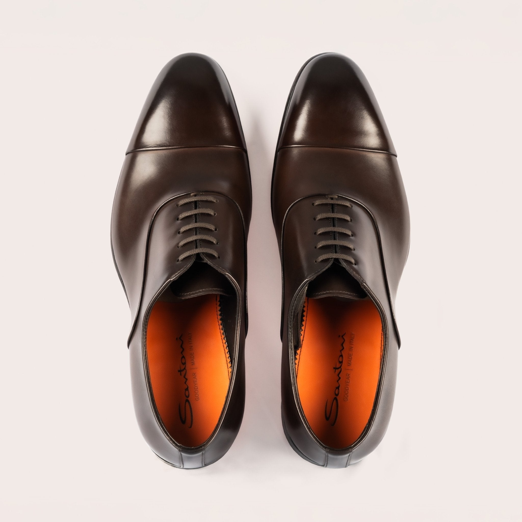 Men's polished brown leather Oxford shoe - Mandelli UK