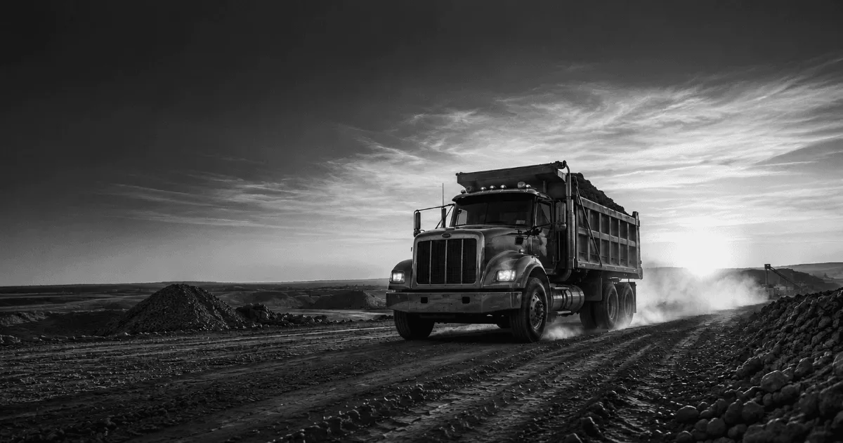 Dump trucks parked on a site